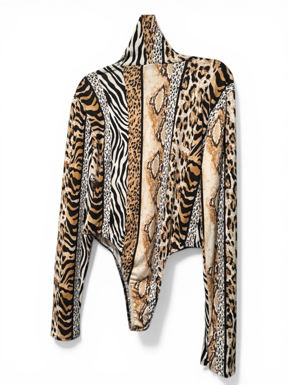 AKIRA Hooded Animal Print Long-Sleeve Bodysuit - Picture 5 of 14